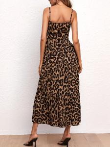 China Leopard Print Women'S Belted Dress Sexy Halter Dress Halter Dress Slit on sale