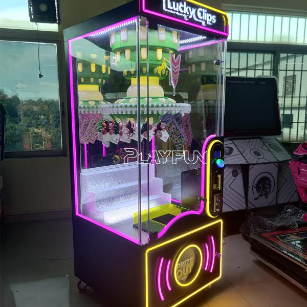 Playfun Coin Operated Indoor Amusement Arcade Wheel Lucky Clip Prize Vending Machine Lucky Clips with 60 Clips