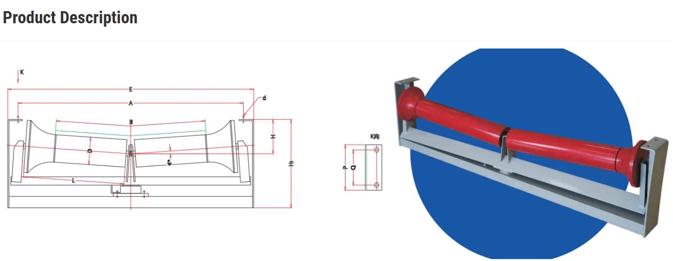 Durable Conveyor Return Roller Set - Red Industrial Belt Support System