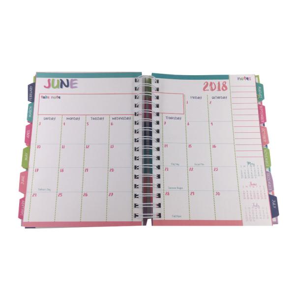 Buy Hardcover Spiral Planners Printing Custom Journal Notebooks With Tabs at wholesale prices
