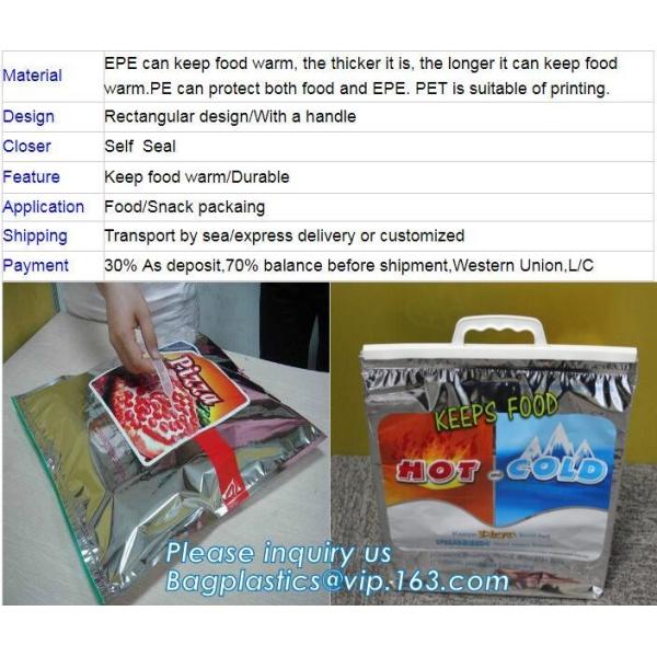 reflective Thermal Plastic handle portable aluminum epe foam Insulation bag cool bag,aluminum film lunch Thermal food pi