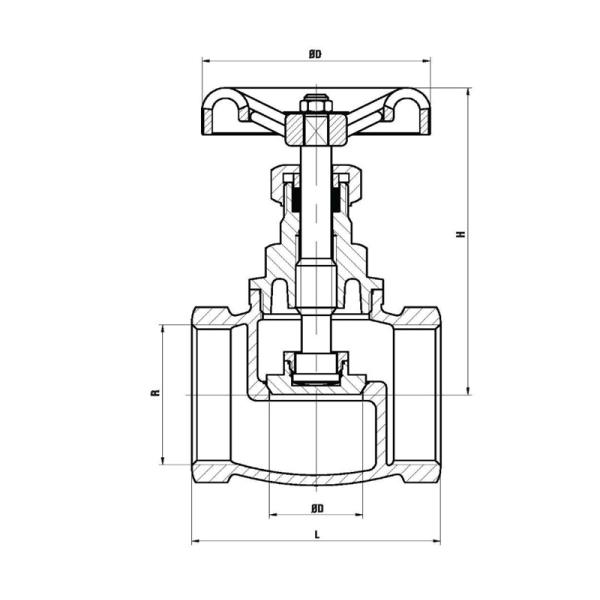 Globe Stop Valve with Handwheel , BSPP Thread , PN 10 / PN 16, Bronze