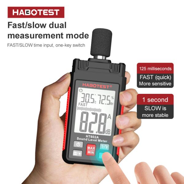 Buy HT602A  Sound Level Meter Digital Handheld DB Meter Sonometros Noise Audio Level Meter 30-130dB Decibels Mini Sound Meter at wholesale prices
