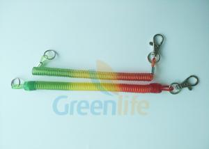 Quality Custom Coiled Key Lanyard Safe Spring Elastic Cord With Press In Hook & Key Ring for sale
