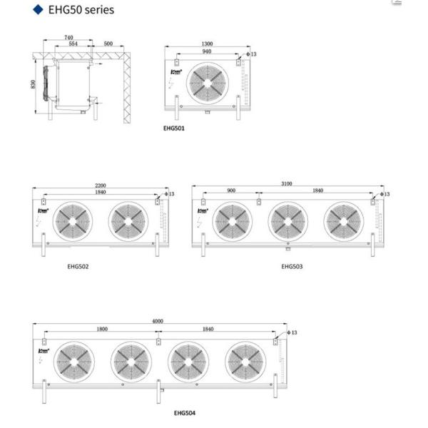 Commercial Cold Room Ceiling Type Air Cooler Unit With Ethylene Glycol