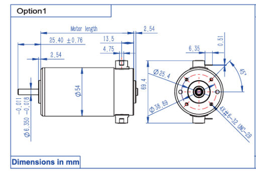 54ZYT 24v 3200rpm 62w Brushed Servo Motor 2 Poles