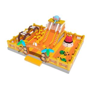 Quality Inflatable Magic Castle Bounce House Playground Orange Yellow for sale