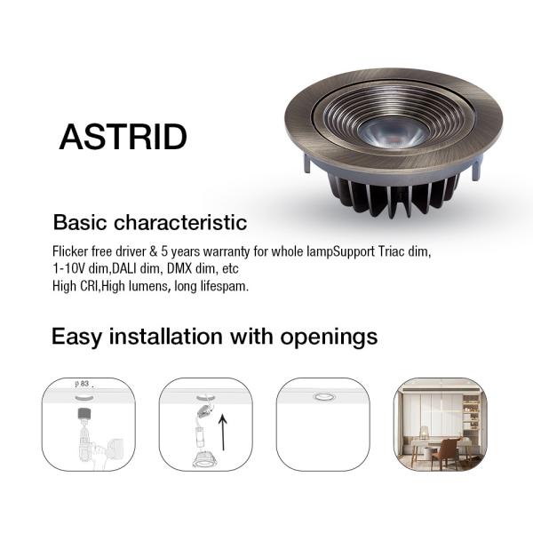 ROSH Fireproof Dimmable LED Downlights IP54 9W Waterproof Aluminum