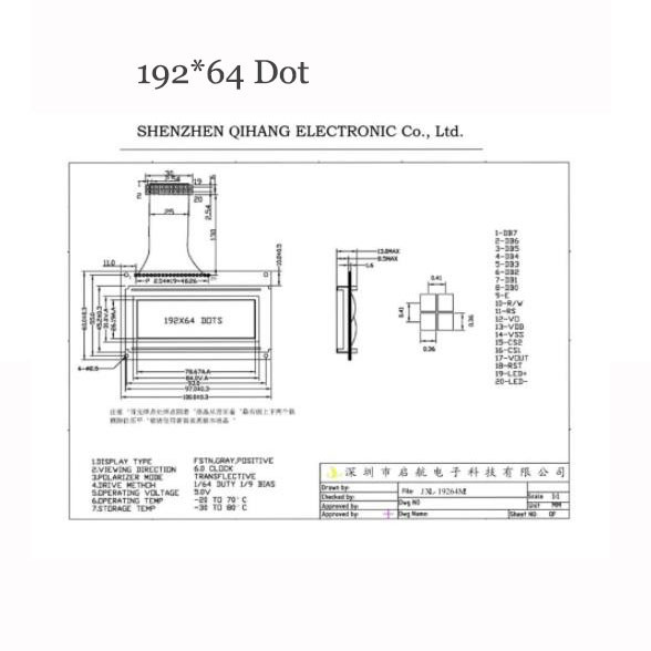 Factory Customize TN STN HTN 192 64 COB Dot Matrix LCD Screen Module