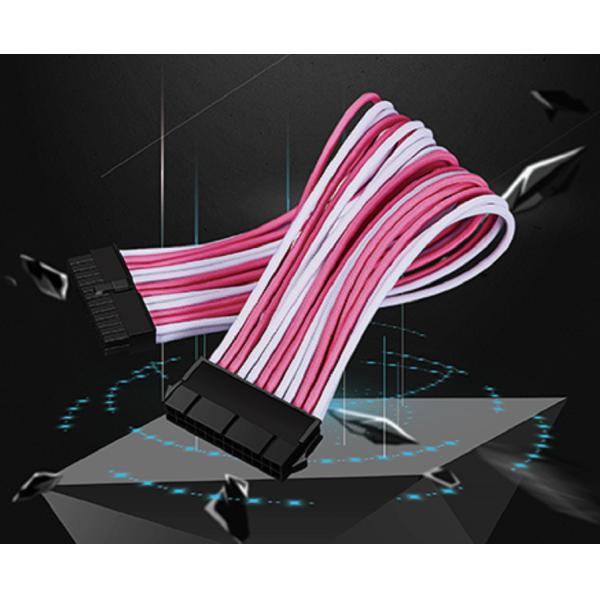 Power Supply braided Sleeved extension cable kit psu cable kit white&pink 18awg