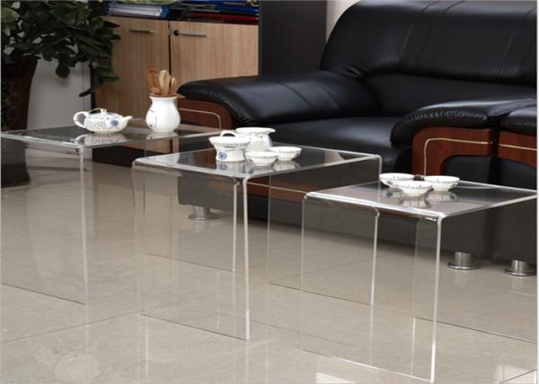 Buy Modern Design Acrylic Tea Table , Transparency Plexiglass Display Case Three Set Coffee Desk at wholesale prices