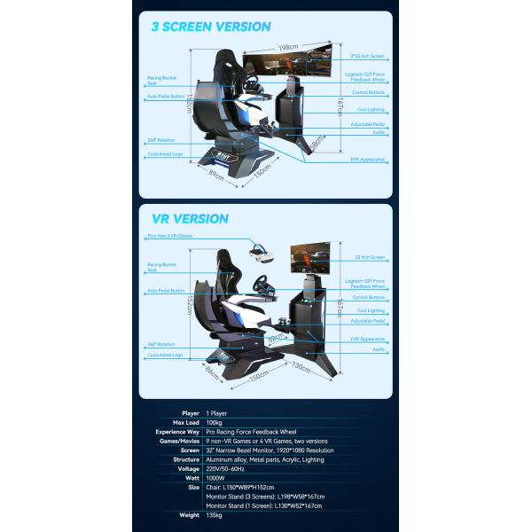 9d Vr Racing Simulator Machine 3-Axis 3-Screen Coin Operated Racing Car Game