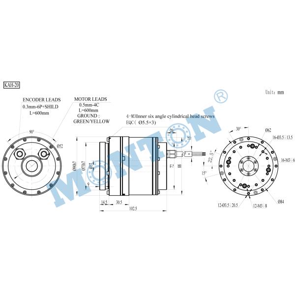 KAH -20CL3NE Harmonic Gear Reducer , Harmonic Drive Gear Motor Hollow Shaft Rotary Actuators
