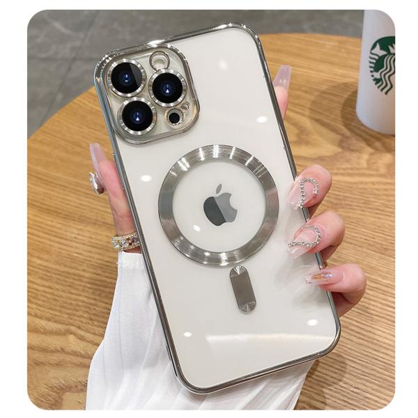 Clear Magnetic TPU Magsafe Phone Case Camera Lens Protector Shockproof For iPhone