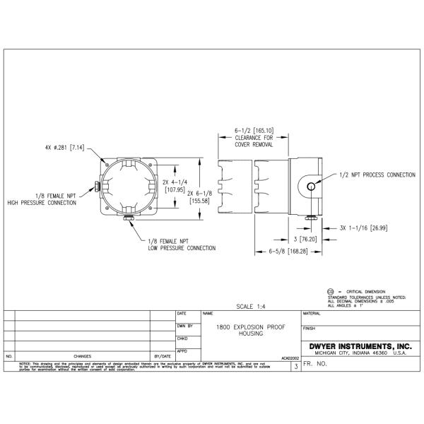 Dwyer Low Differential Pressure Switch 10 Psig 15A SPDT 60Hz 15A
