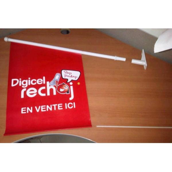 Waterproof Vinyl Wall Mounted Flag Pole / Colorful Flag Pole Mounting Kit