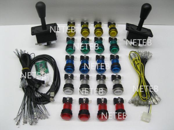 Buy Joystick Pack, 2 Joysticks and 16 Clear illuminated buttonS,2 player USB to Jamme converting board at wholesale prices