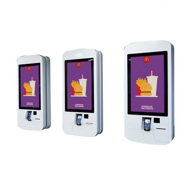 Restaurant Smart Digital Signage Kiosk , Payment Lcd Digital Signage With Printer And Scanner
