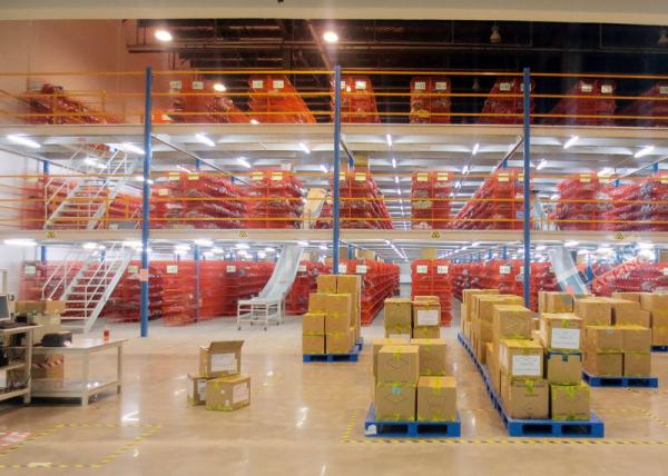 Buy Orange Custom Industrial Rack Mezzanine Steel Structure Space Optimization at wholesale prices