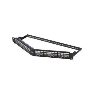 China FTP Network Shielded Patch Panel 1 U Angled Patch Panel V Type 24 Port on sale