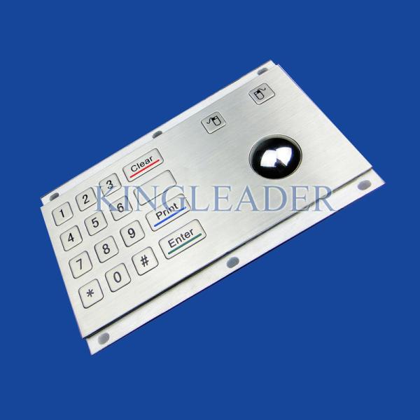 Vandal-proof Rugged Matel Keypad with 16 Flush Keys and Integrated Optical Trackball