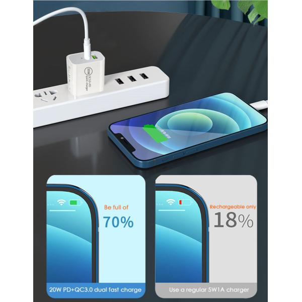 20w Qc3.0 + Pd Fast Charger Dual Port Standard AC Adapter (USB Type-C) 2.4a Usb Quick Type C Charger Adapter