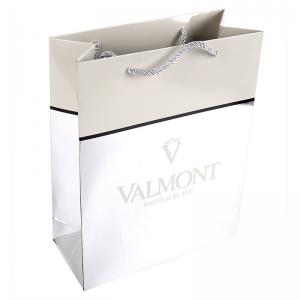 China Custom Printed Glossy Silver Paper Carrier Bags With Embossed Logo Suppliers on sale