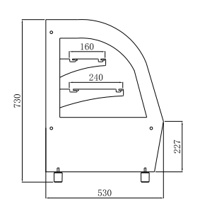 Front Curved Glass Tabletop Cake Showcase With Ventilated Cooling System And Stainless Steel Base