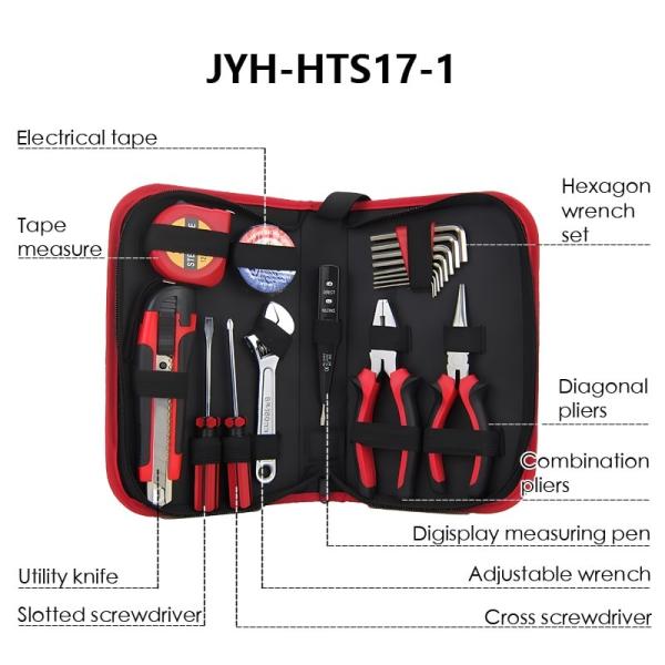 JYH-HTS20-1 20-Piece Household Tool Kit Home Repair Auto Hand Tool Kit with Plastic Toolbox