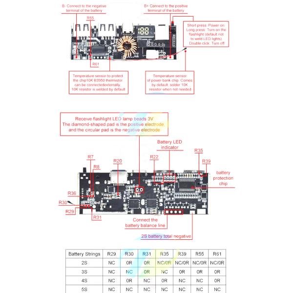 QC4.0 QC3.0 LED Dual USB PD Power Bank 18650 Charging Module with Temperature Control