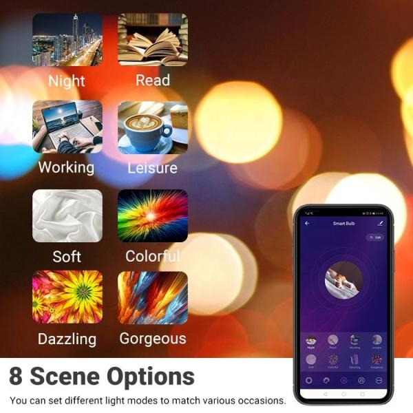 Music Wifi Color Changing Light Bulb 80Ra Stereo Audio Wifi Bulb With Speaker Remote Control