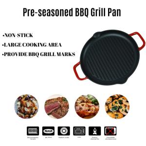 Quality Customized Stove Top Grill Pan Enamel Coating With Two Handles for sale