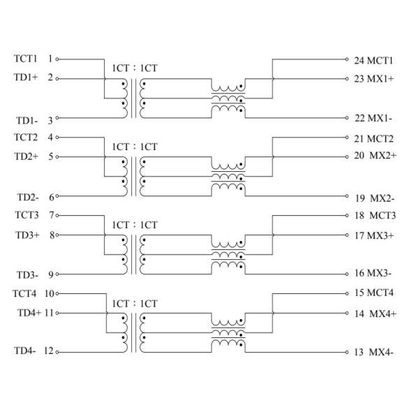 L22B006-0 SMD Single Port LAN Filter 10G Base - T Ethernet Transformer