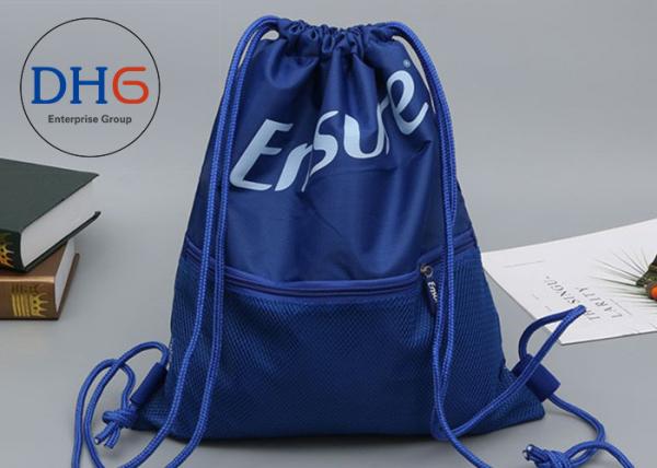 Buy Small Personalized Drawstring Bag Backpack Custom Logo Easily Packed Mesh Outside at wholesale prices