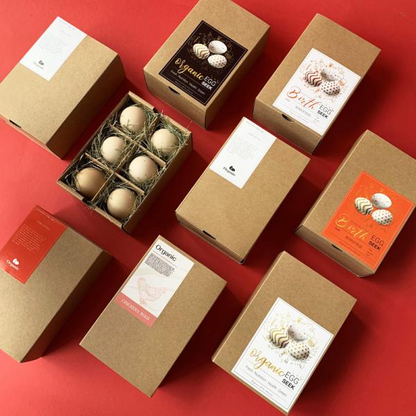 Empty 20 Reusable Egg Paper Box Cartons Container Brown Cardboard Paper Custom Printed