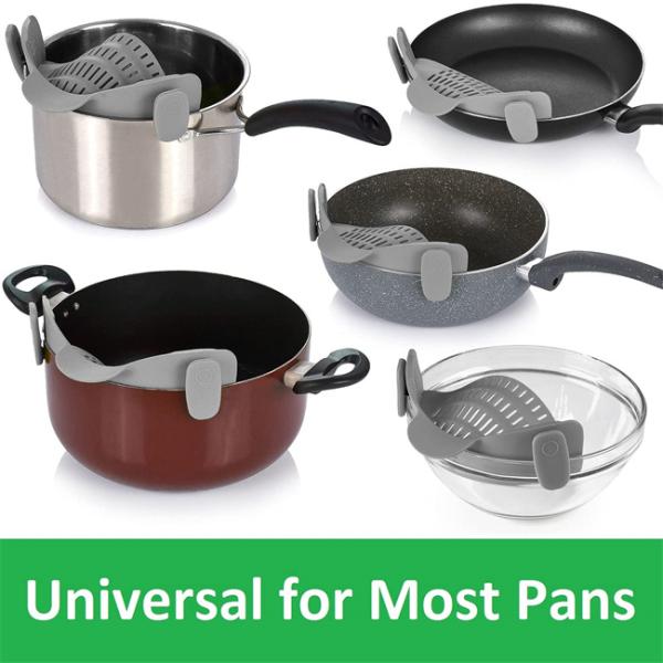 Hands - Free Kitchen Gadget Tools Silicone Clip On Pasta Food Strainer For Pots