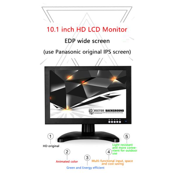 CE ROHS 10 Inch Black EDP Mini LCD CCTV Monitor 1920x1200 Resolution