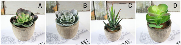Mini Succulent Artificial Potted Plants Strange Shape Green Platsic Material