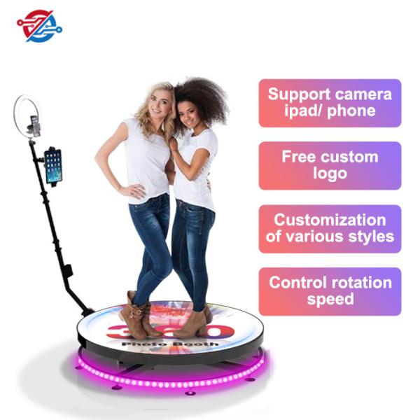 Buy Phone App Control 360 Rotating Photo Booth 40" 100cm Automatic Rotating Glass Platform With Ring Light at wholesale prices
