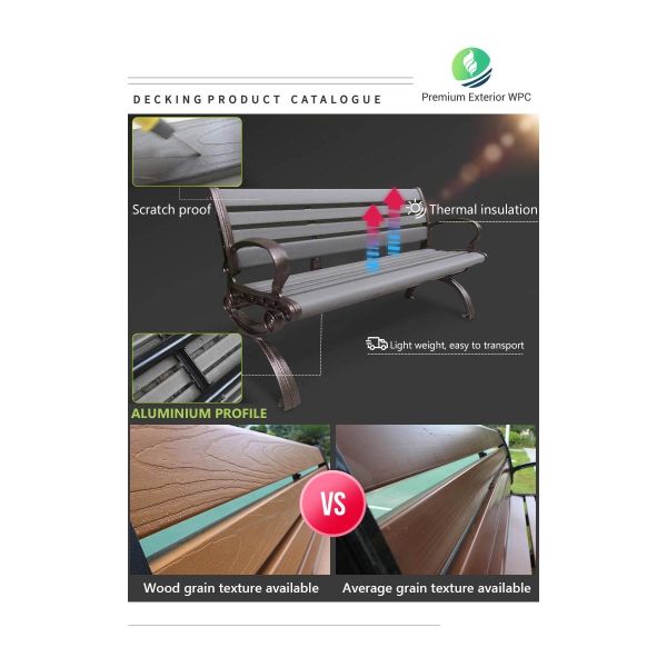 Customized WPC Wood Plastic Composite Bench Chair Waterproof