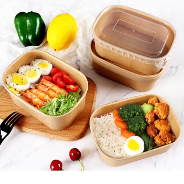 BRC 1100ml 1300ml Kraft Paper Meal Box Oval Rectangle Thickened Takeaway Paper Bowl