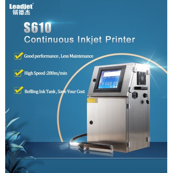 S610 Expiry Date And Batch Number Printing Machine , Leadjet Inkjet Printer For Plastic Bags