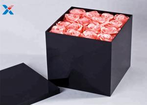 Quality Black Square Acrylic Flower Box Silk Screen Printing Logol Corrosion Resistance for sale