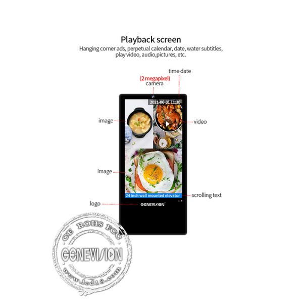 Ultra Thin Android Elevator Advertising Screen With Face Recognition