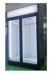 Quality Black Glass Door Upright Hypermarket Display Freezer With Wire Defrost Heater for sale