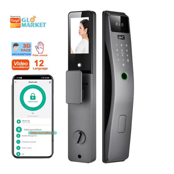 Buy Glomarket 3d Face Recognition Smart Door Lock Tuya Real Time Video Intercom Wifi Intelligent Door Lock With Palm Print at wholesale prices