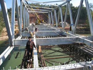 Quality Designed Span 6-60m Steel Truss Bridge Deck Type Steel Deck / Wood Deck for sale