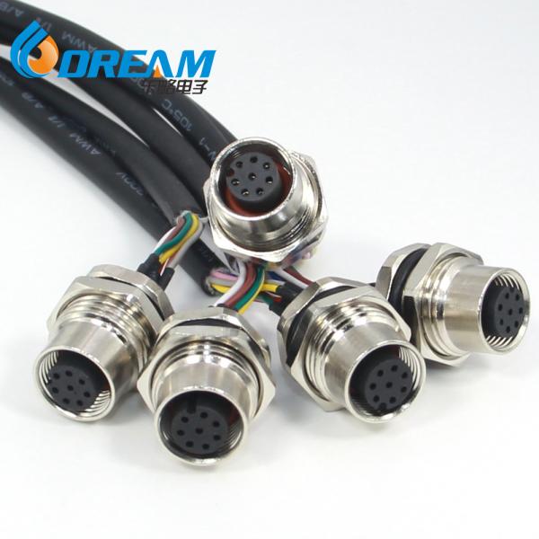 Buy Conector M12 4 Pines Hembra Cable 5m Electrical Extension Cable Socket A Coded Female Straight Back Mount at wholesale prices