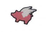 Custom Shape Adhesive Embroidered Patches Durable And Washable Pink / Gray Color