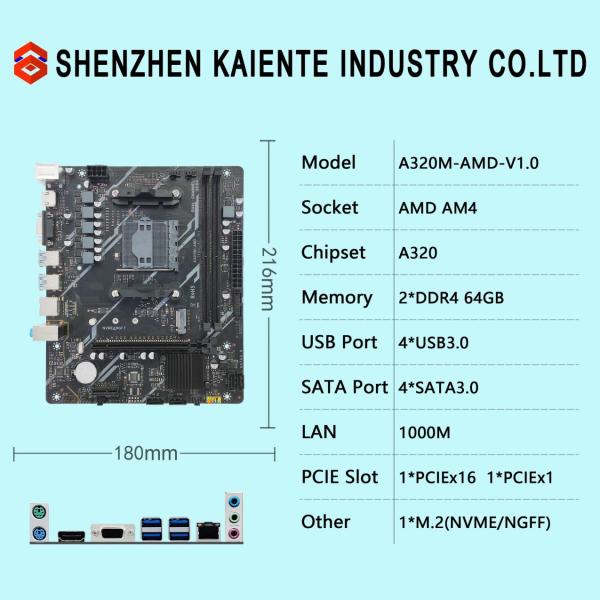 Buy 64GB AM4 AMD A320 Mainboard DDR4 ATX Computer Gaming Motherboard at wholesale prices
